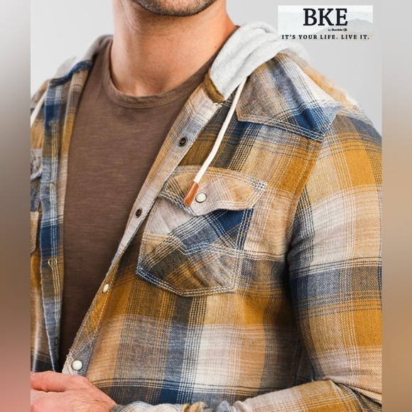 BKE Other - BKE by BUCKLE Men’s Vintage Flannel Athletic Hooded Shirt